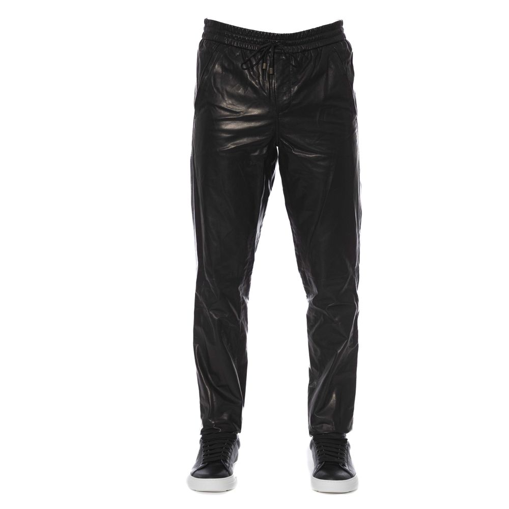 Pantalon Trussardi en cuir noir