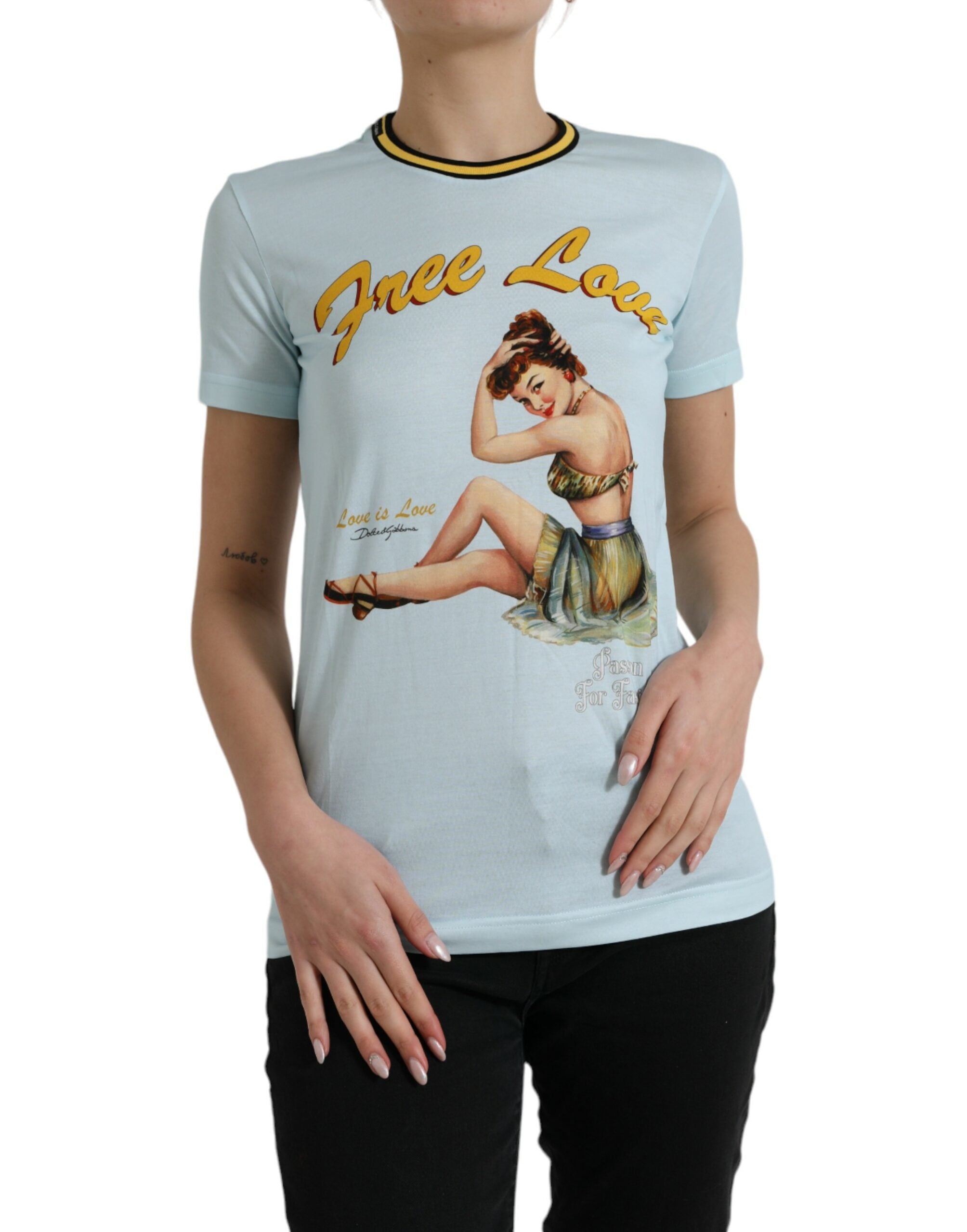 T-shirt Dolce & Gabbana Free Love bleu clair