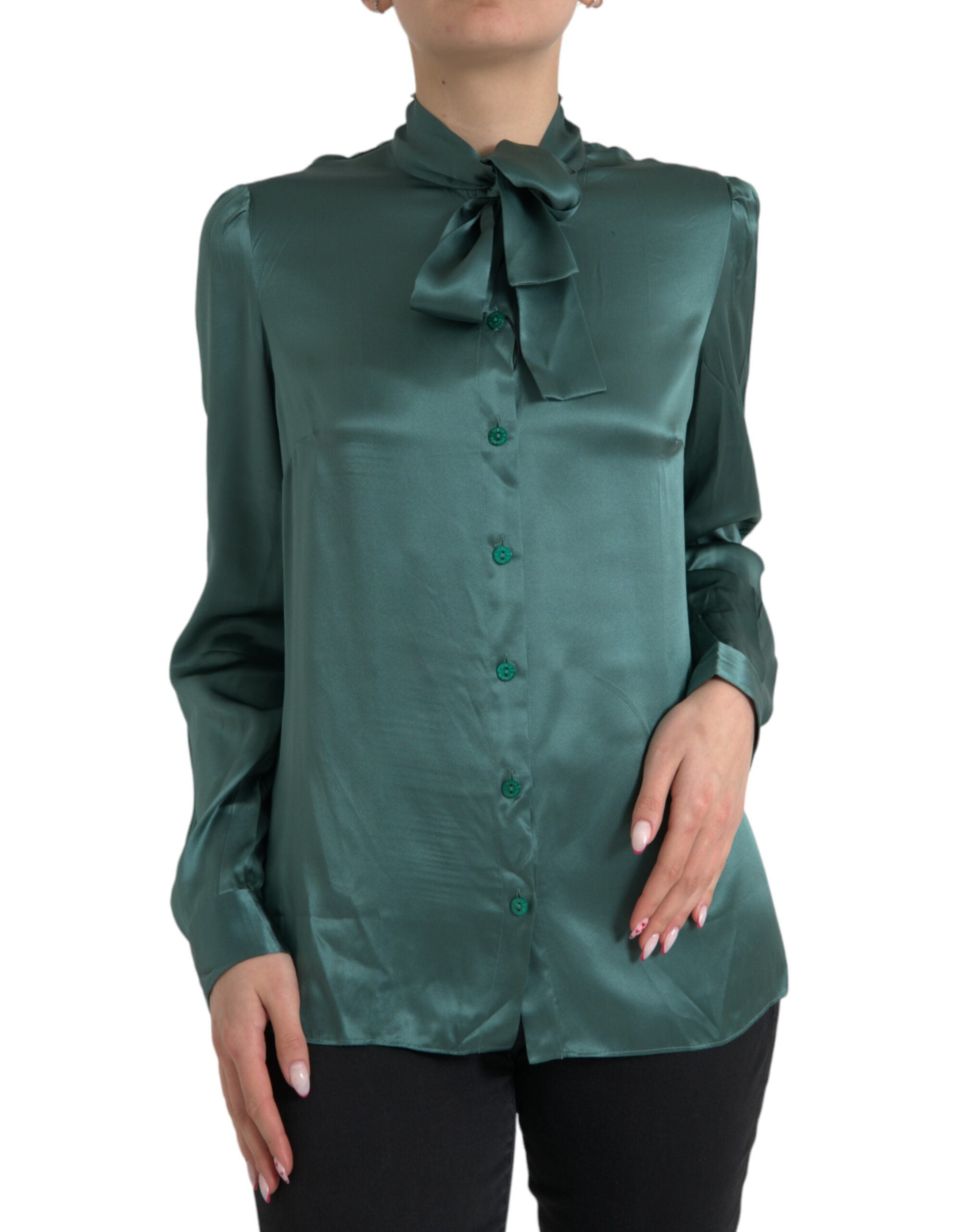 Blouse Dolce & Gabbana ascot verte foncée