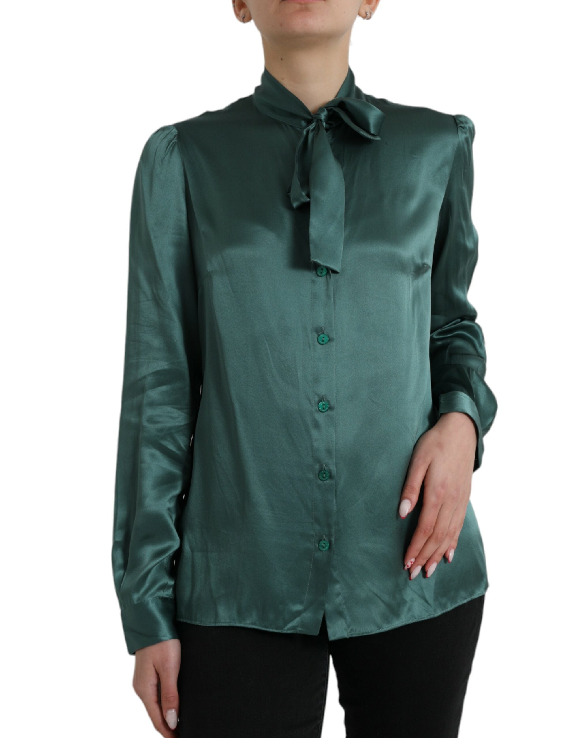 Blouse Dolce & Gabbana ascot verte foncée