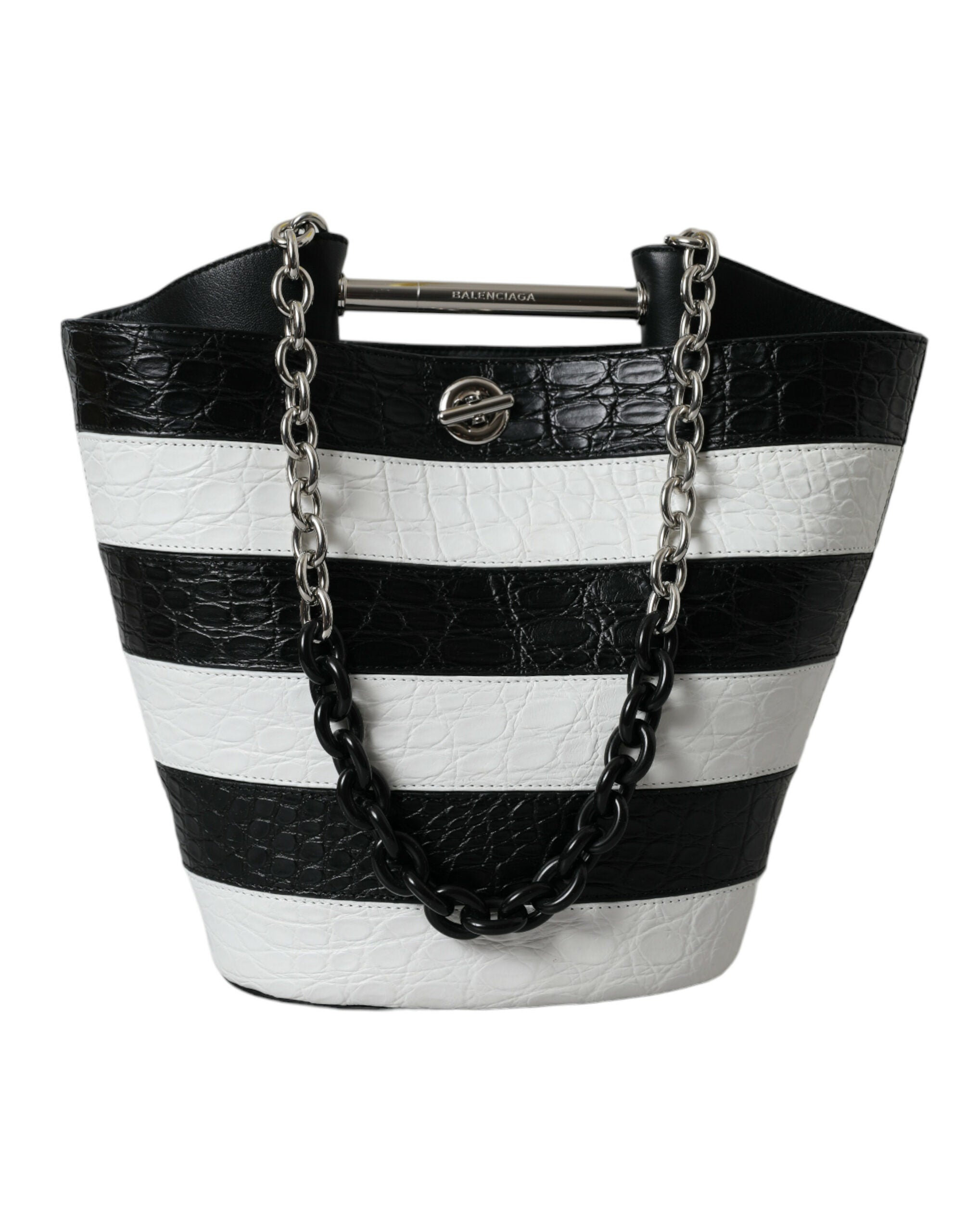 Sac seau Balenciaga Maxi Bucket noir et blanc