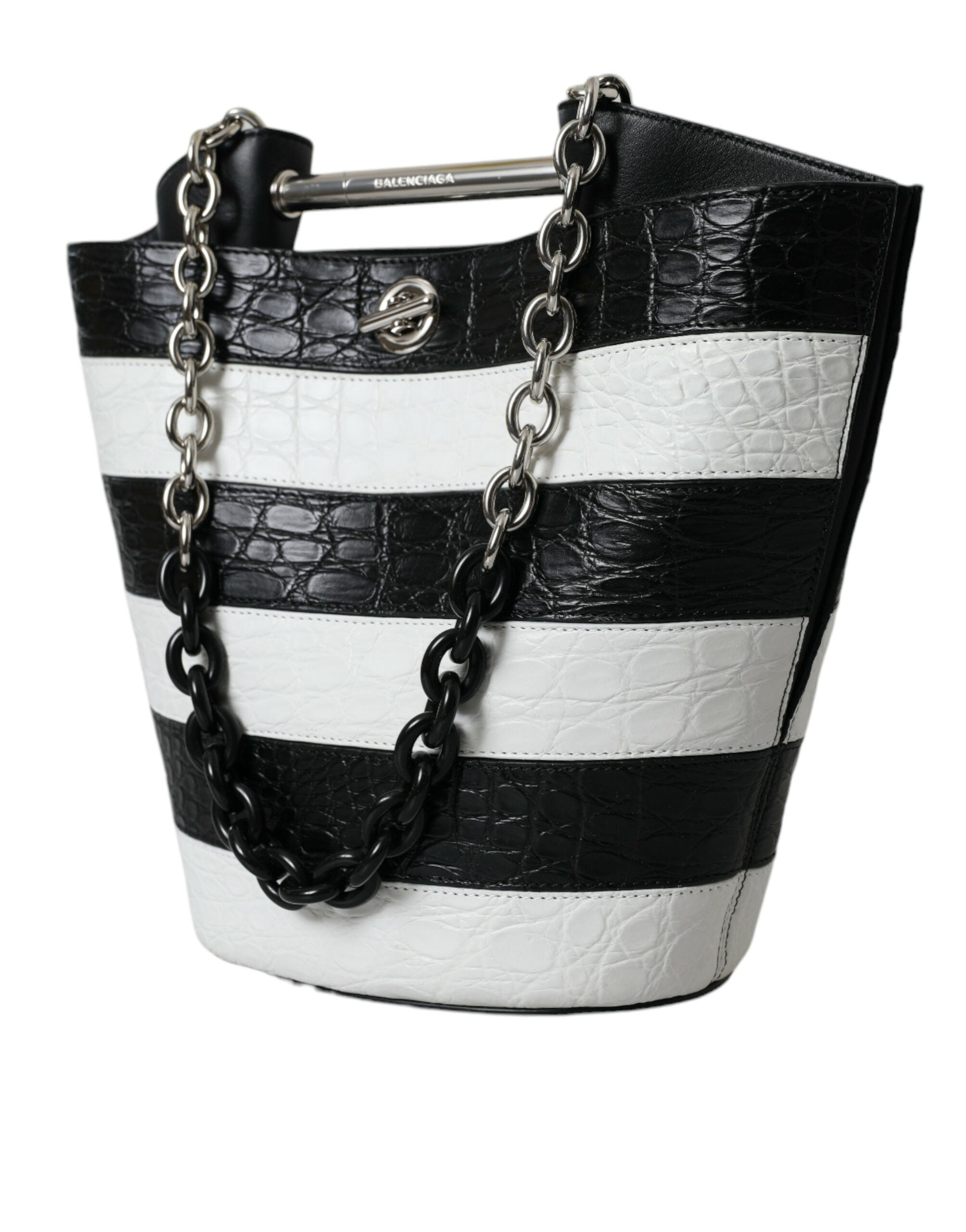 Sac seau Balenciaga Maxi Bucket noir et blanc
