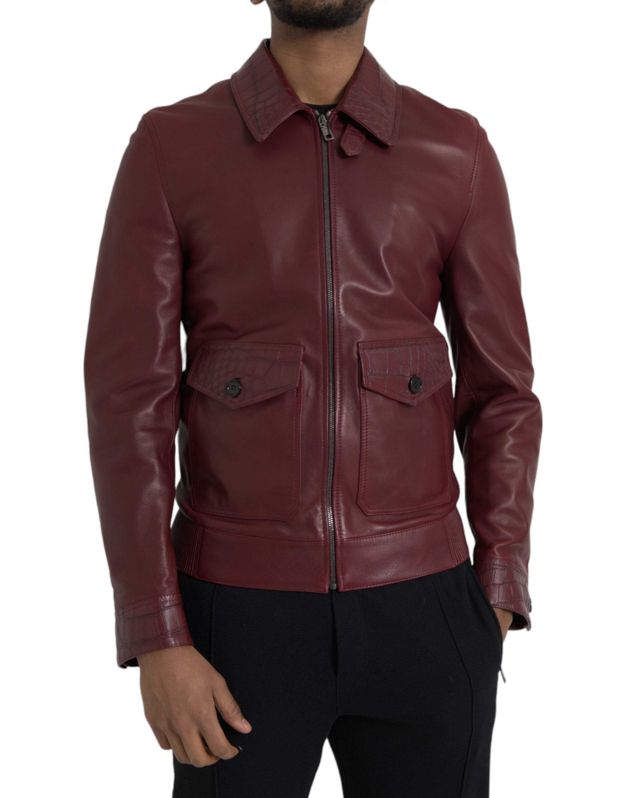 Veste moto Dolce & Gabbana maroon