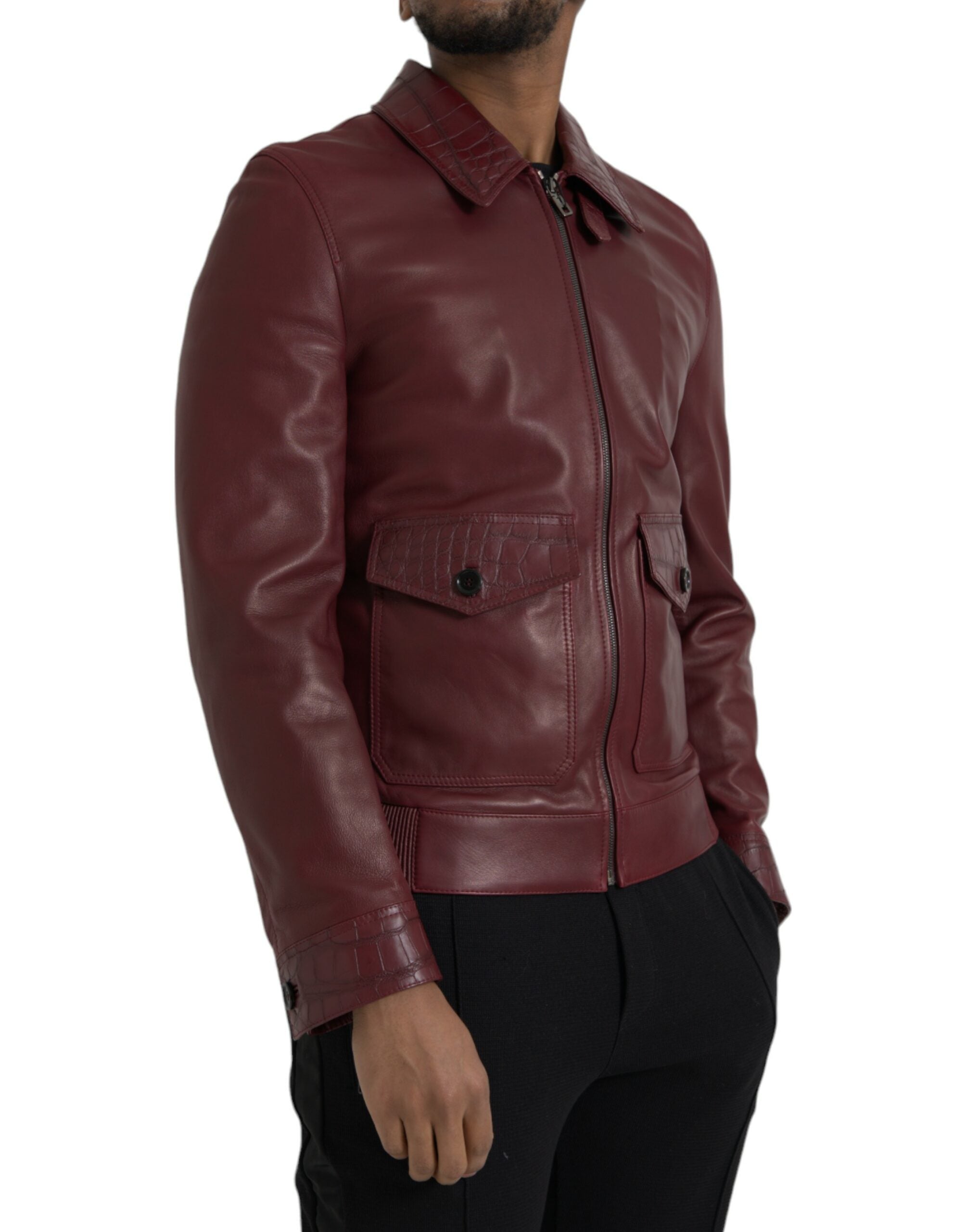 Veste moto Dolce & Gabbana maroon