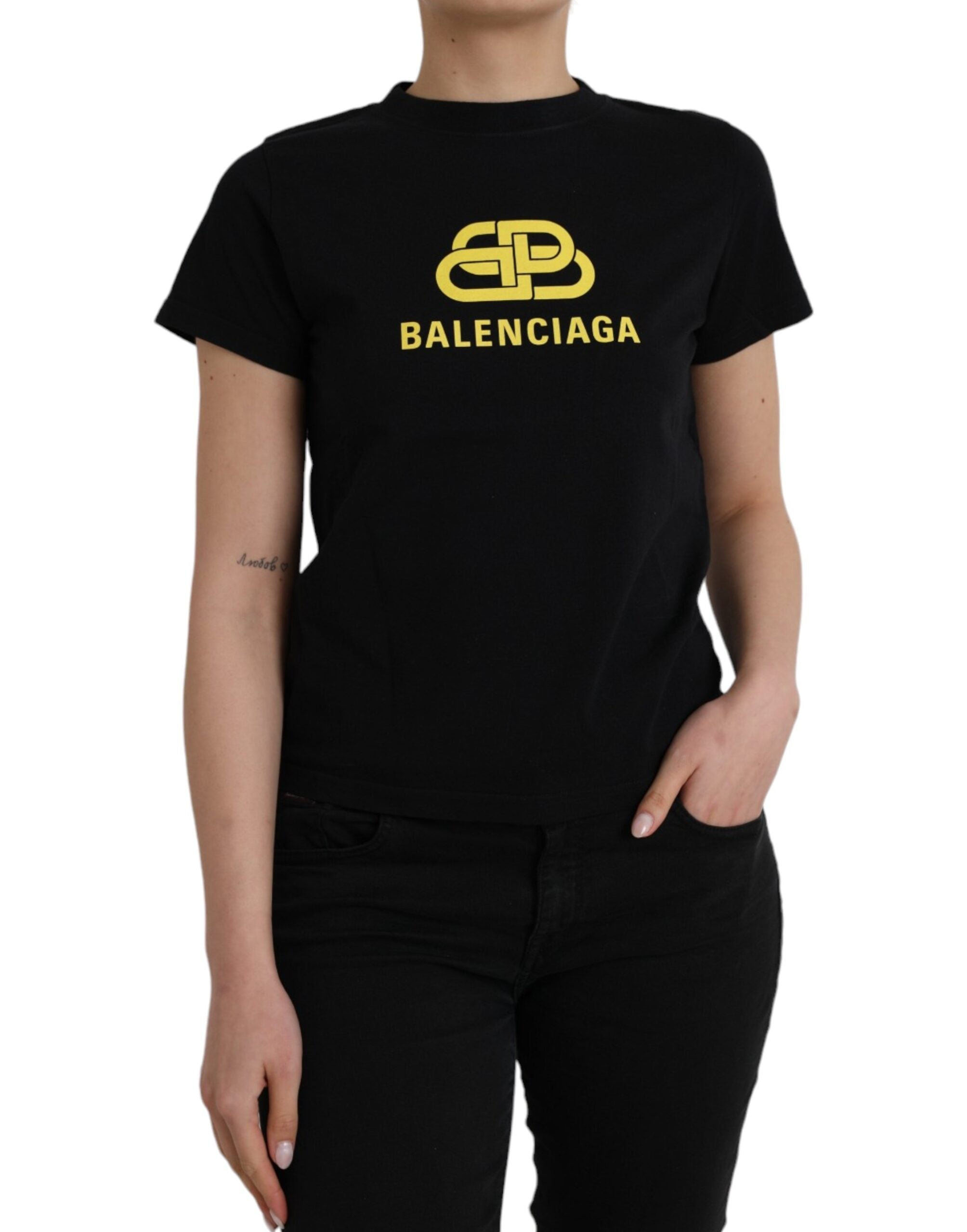 T-shirt Balenciaga logo noir