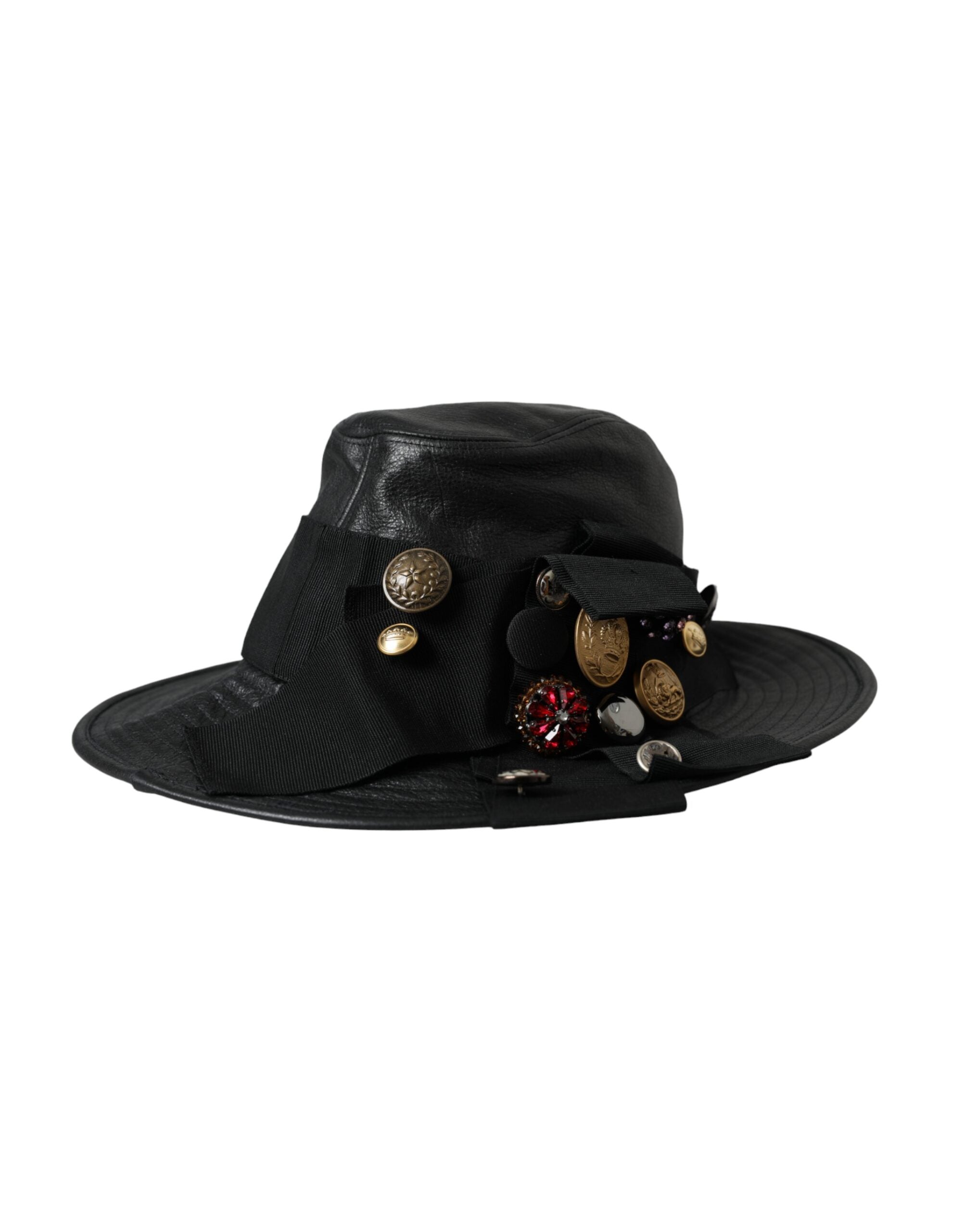 Chapeau cloche Dolce & Gabbana en cuir noir
