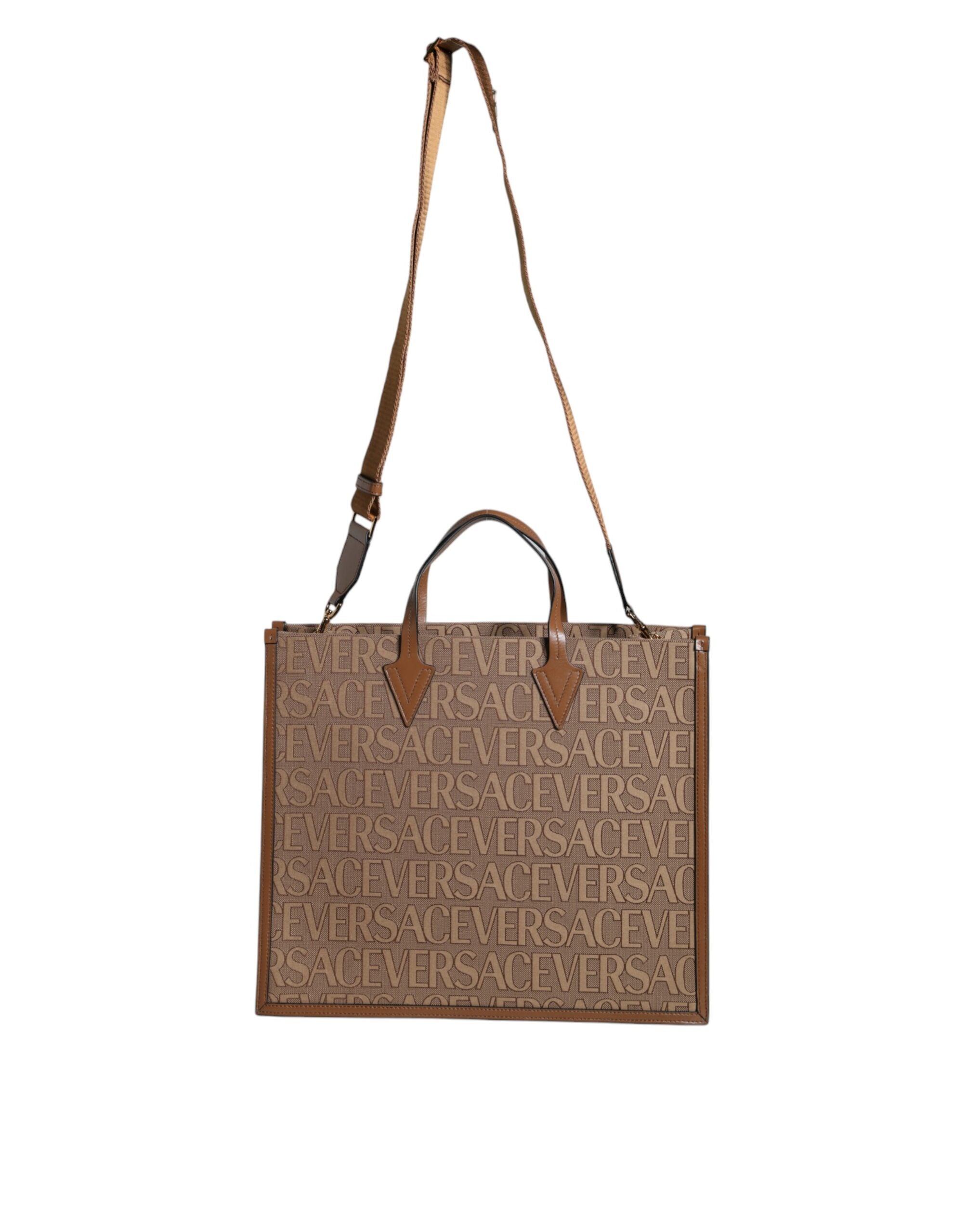 Sac tote Versace jacquard marron