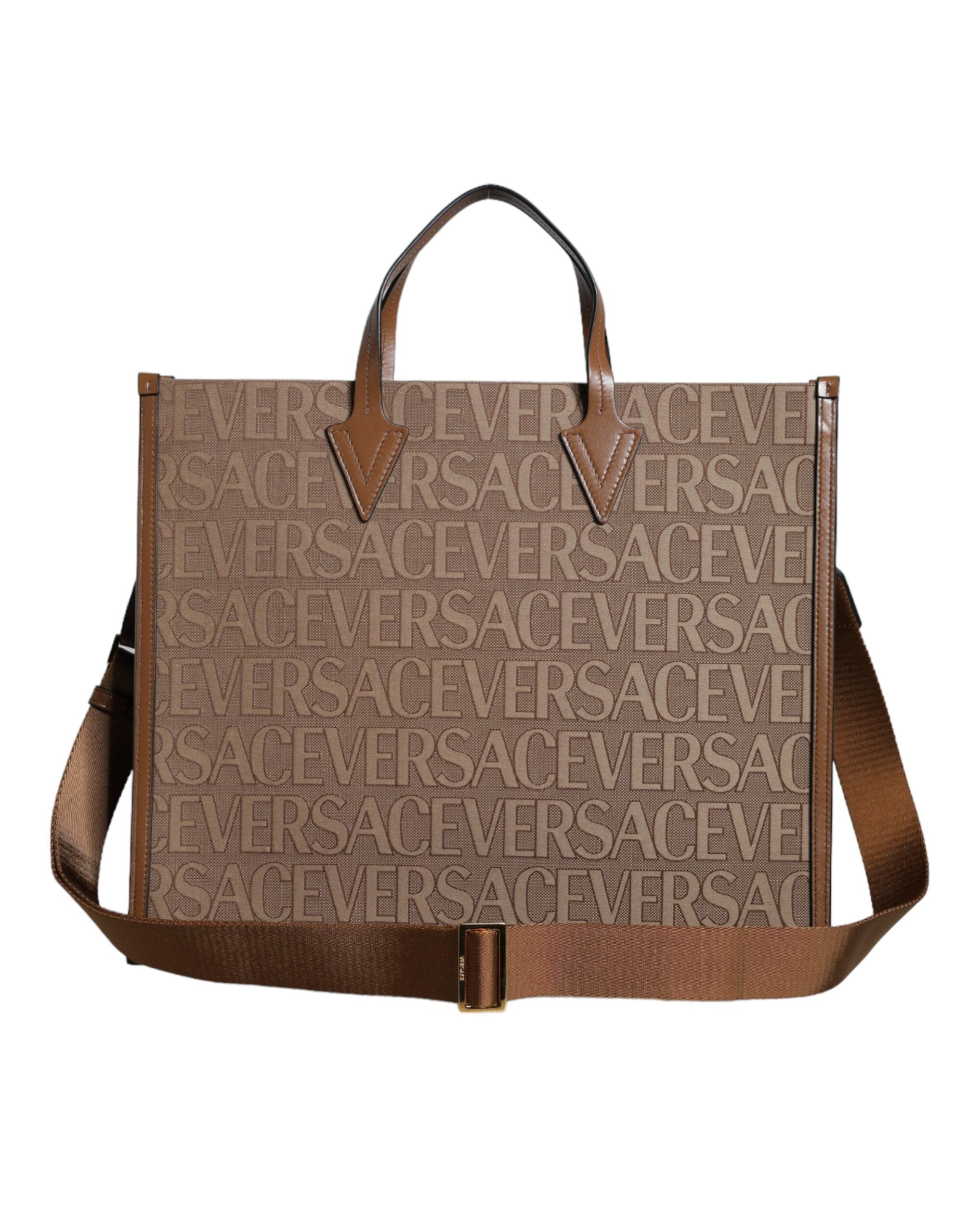 Sac tote Versace jacquard marron