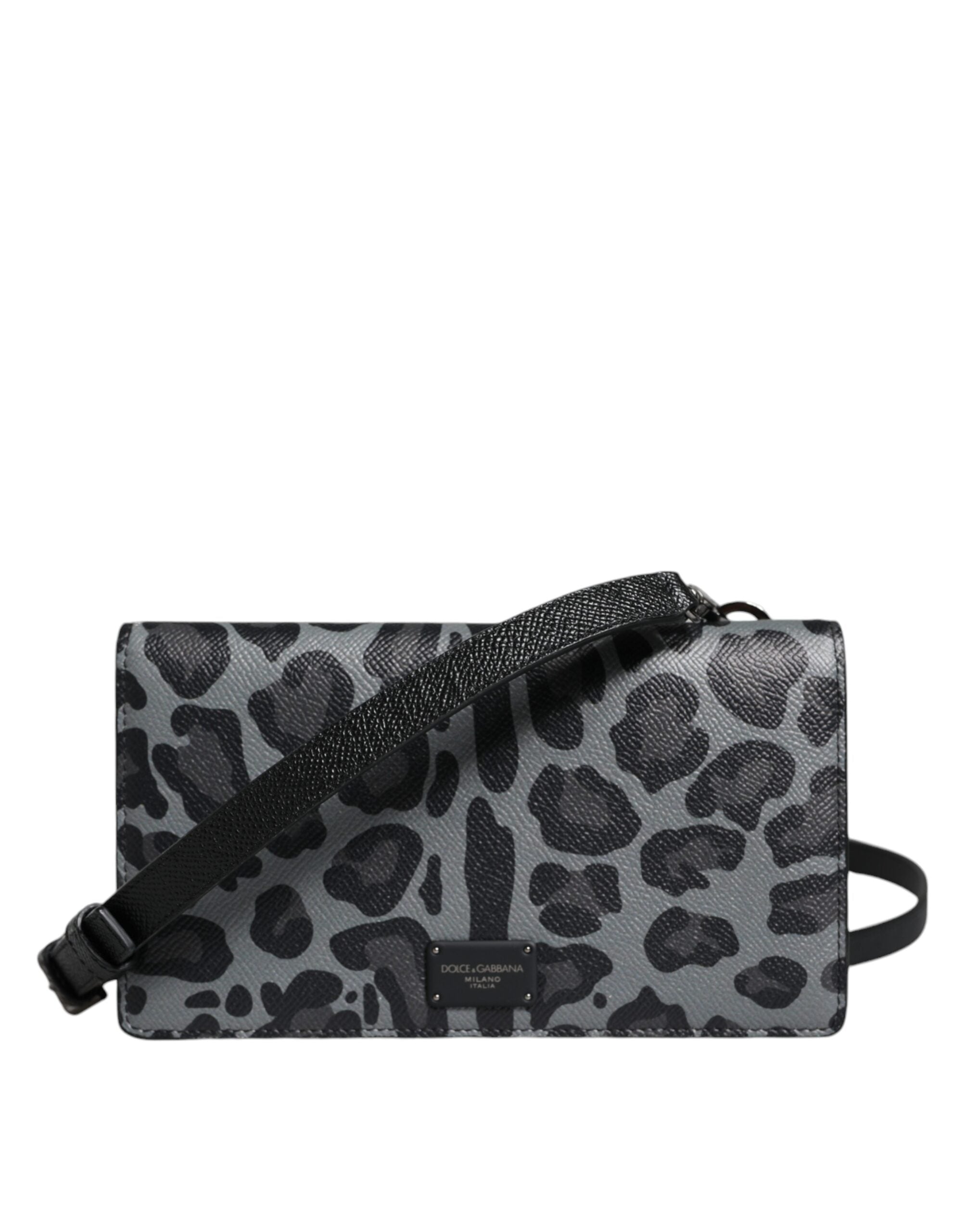 Sac bifold dolce & gabbana léopard noir et gris