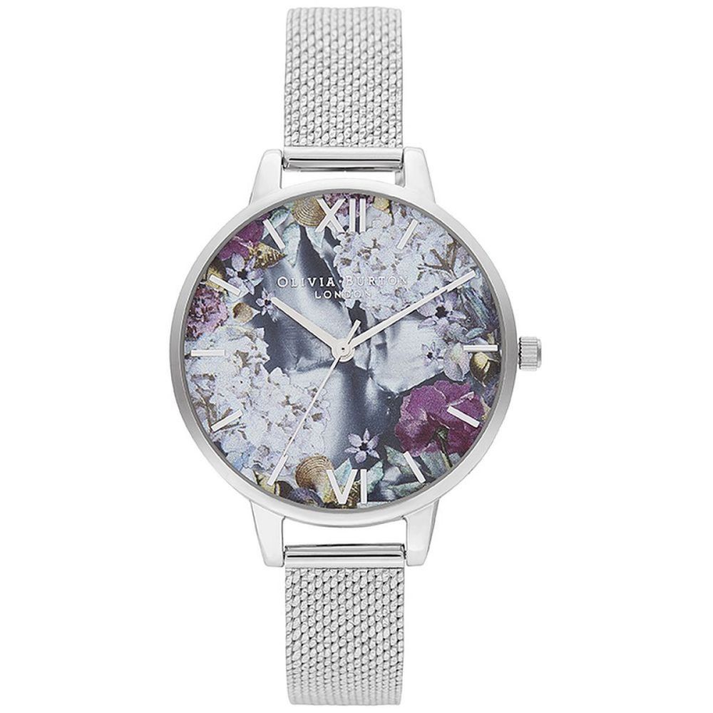 Montre argentée en acier inoxydable multicolore