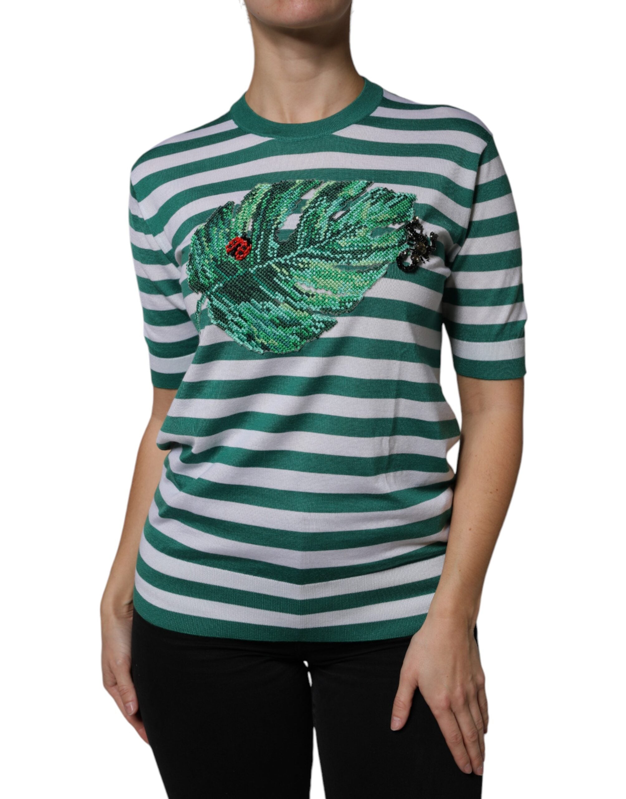 T-shirt Dolce & Gabbana rayé blanc vert