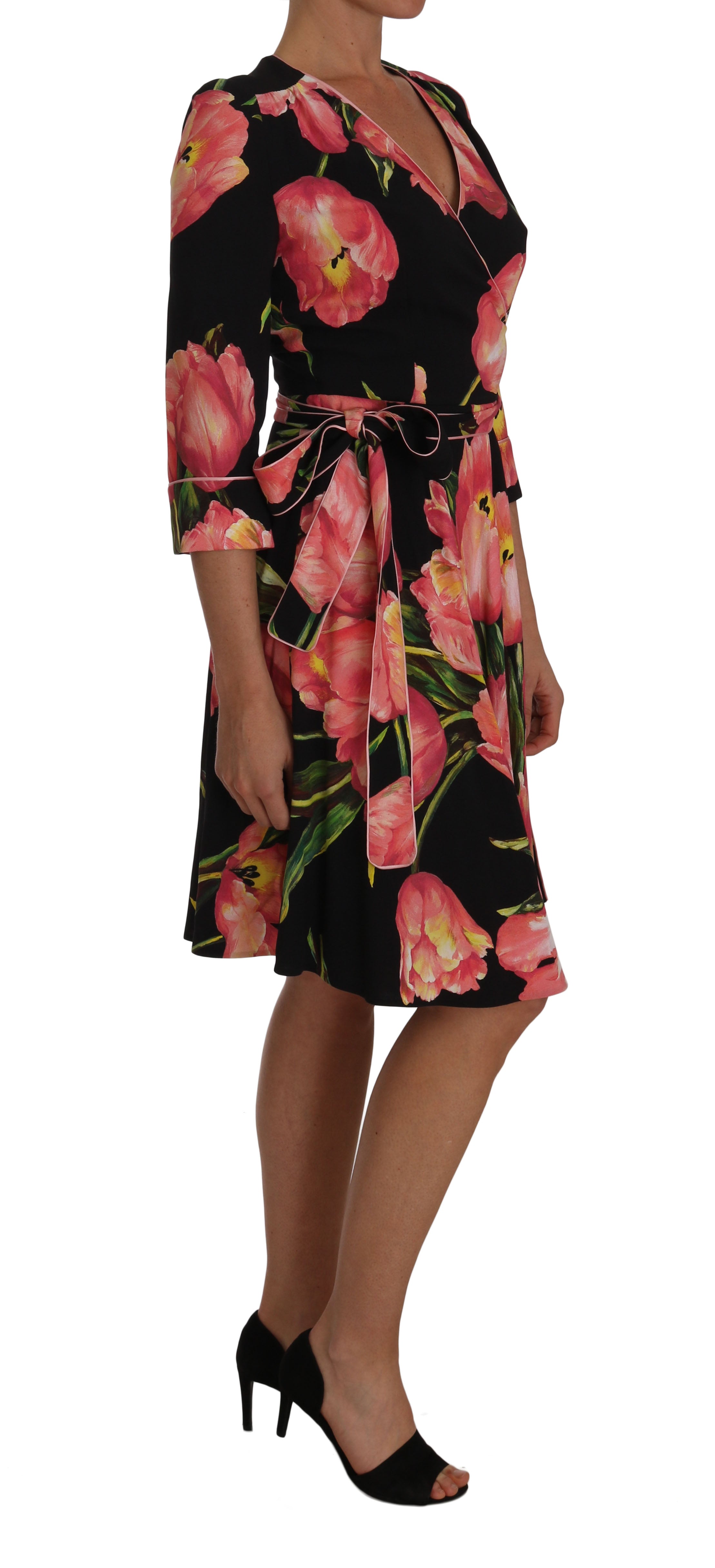 Robe Dolce & Gabbana à imprimé tulipes noires
