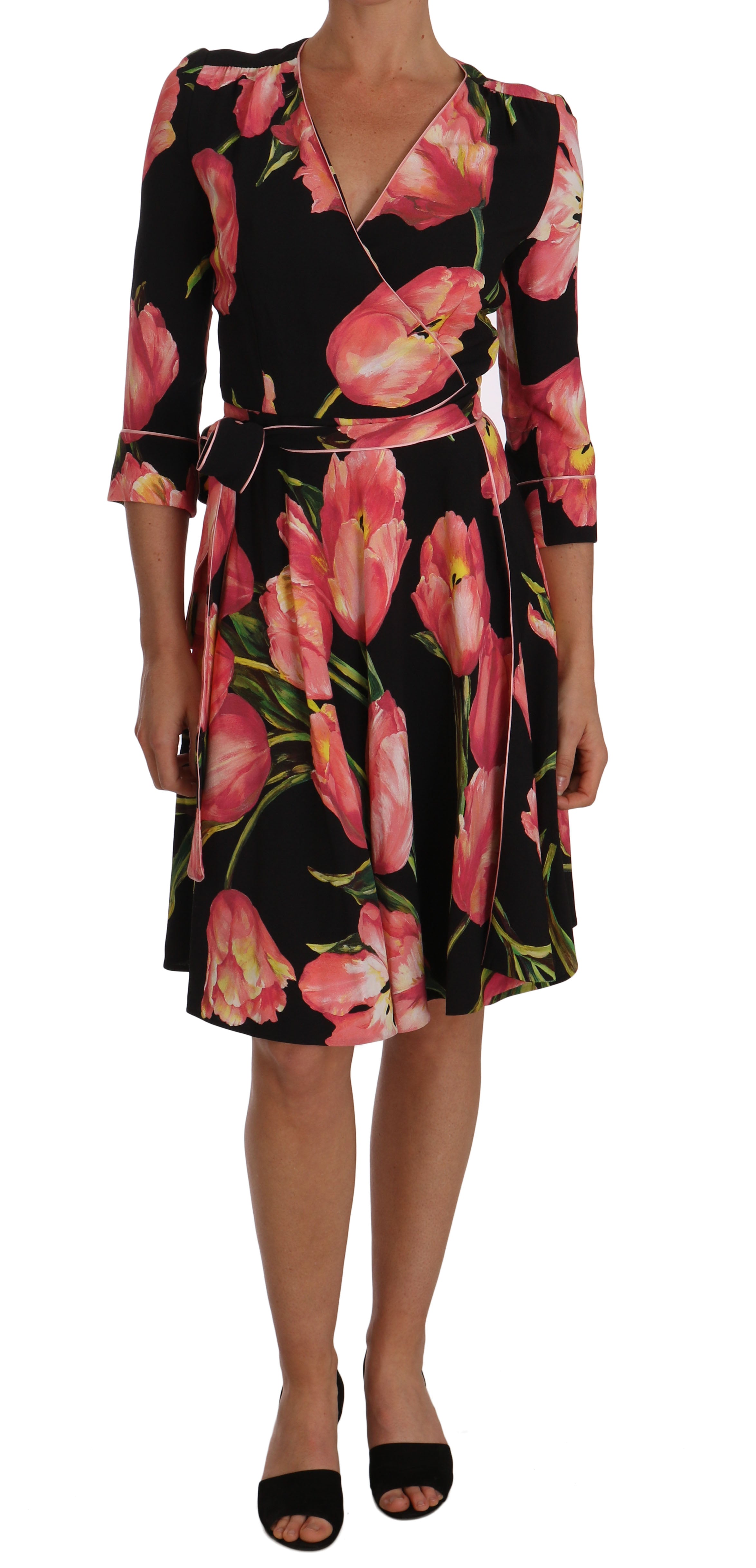 Robe Dolce & Gabbana à imprimé tulipes noires
