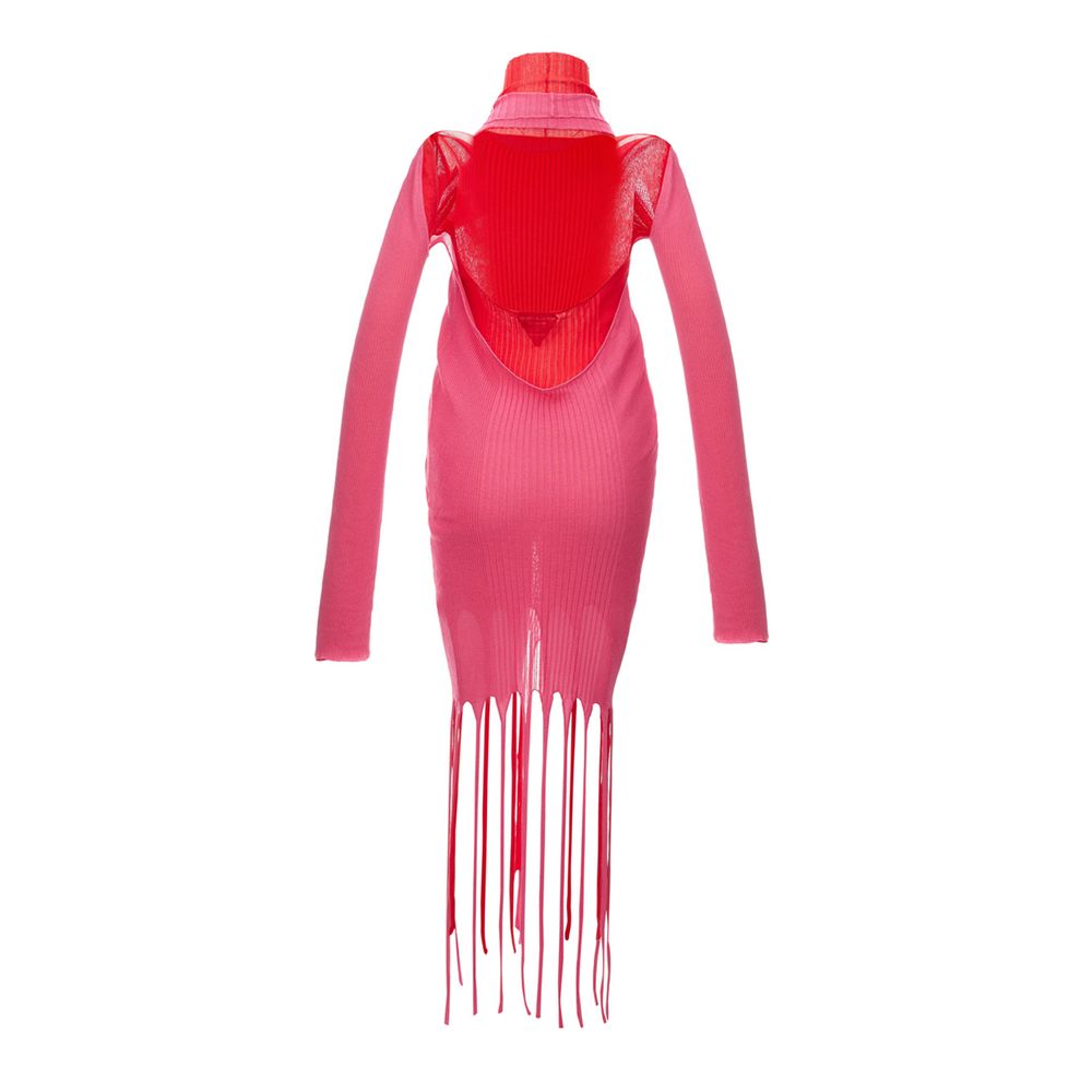 Robe Bottega Veneta à franges roses et rouges