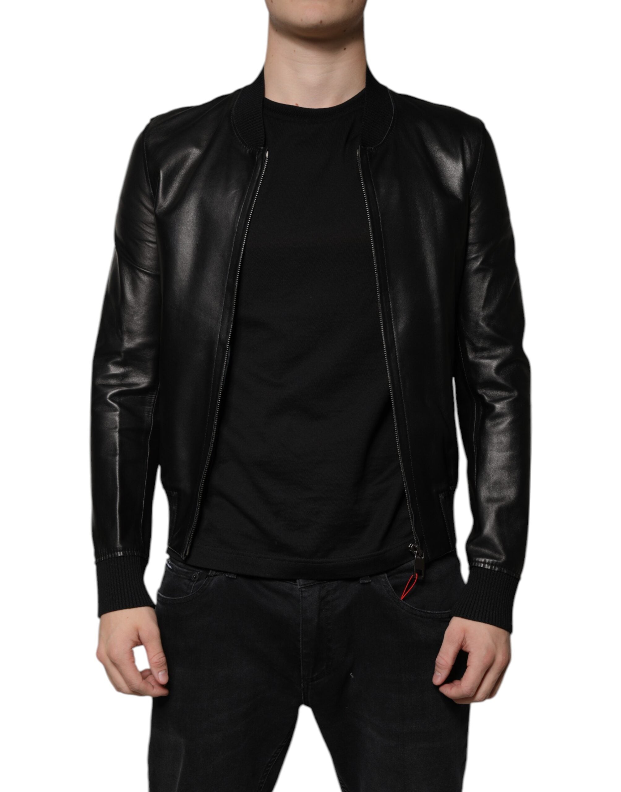 Blouson cuir Dolce & Gabbana noir