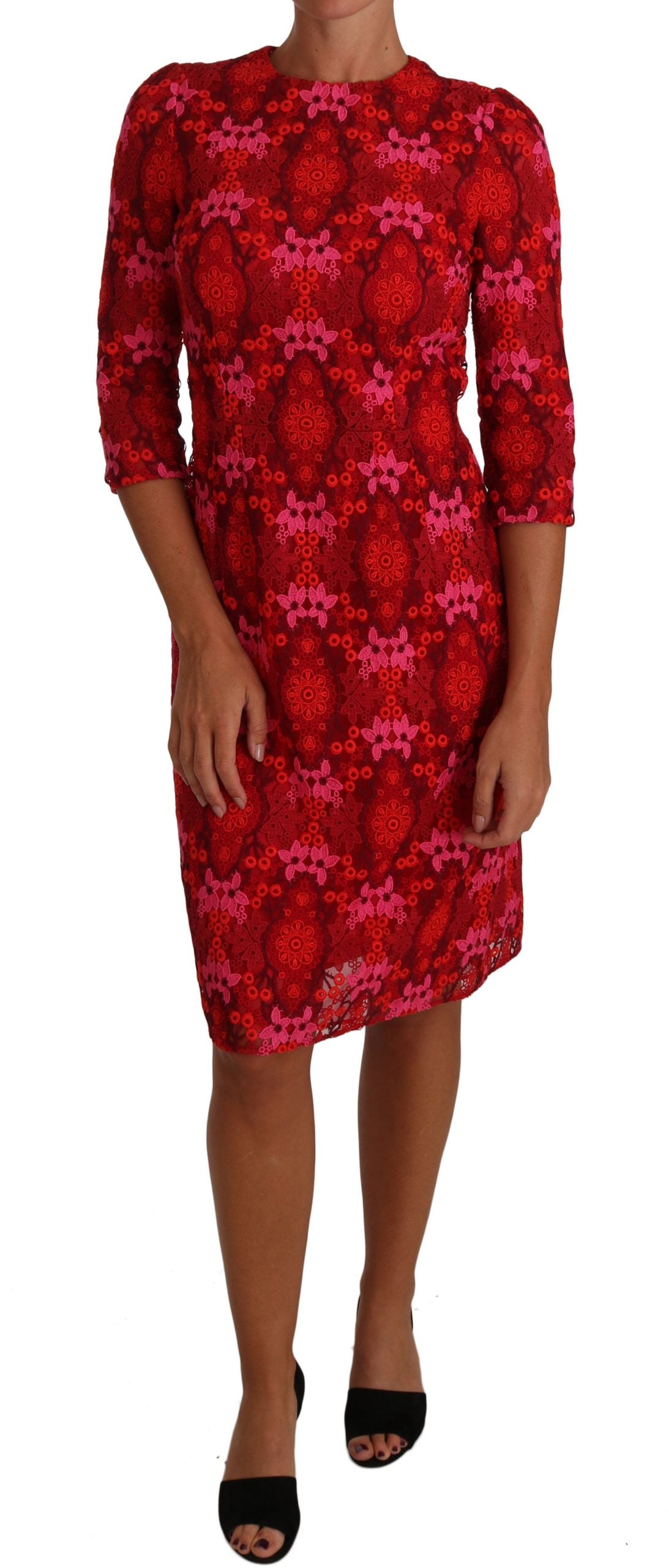 Robe Dolce & Gabbana fleurie rouge rose