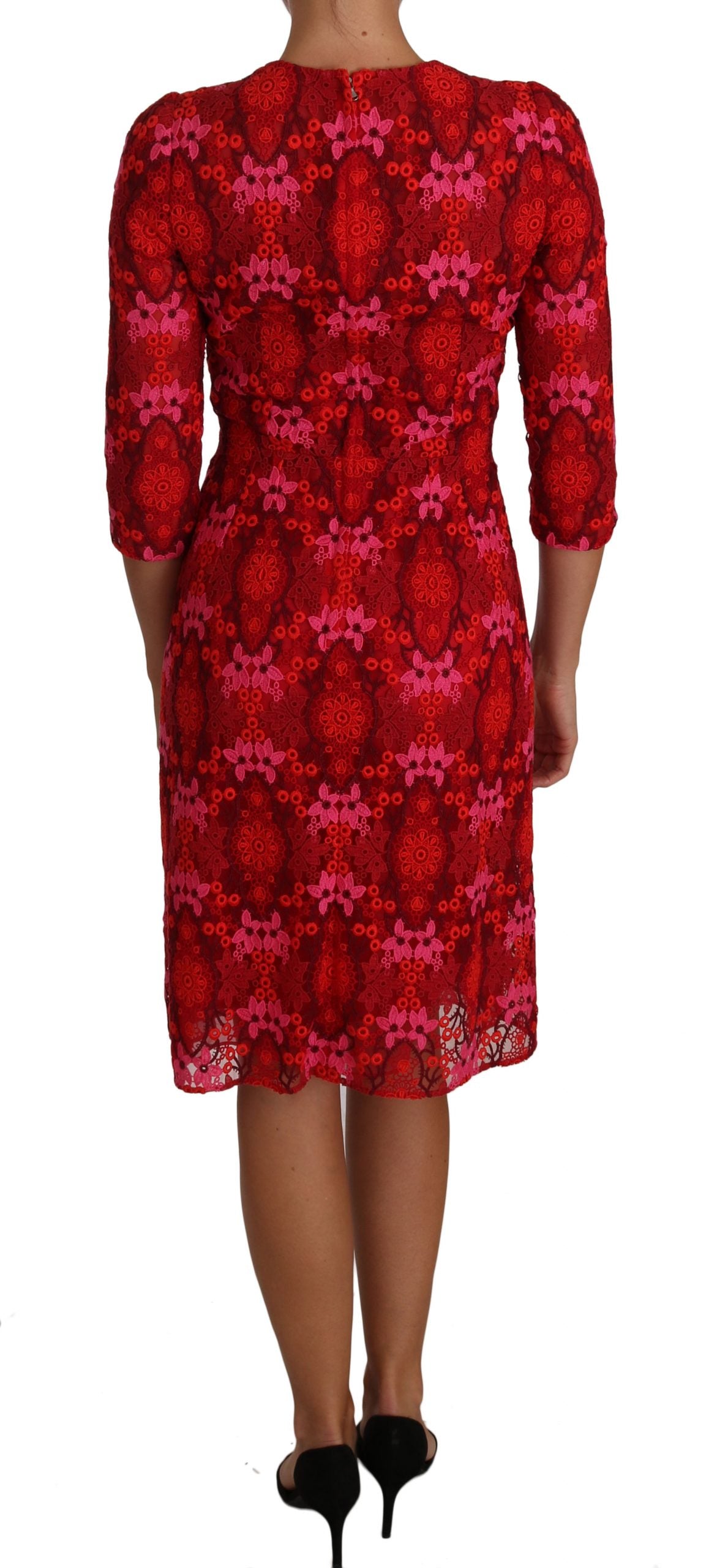 Robe Dolce & Gabbana fleurie rouge rose