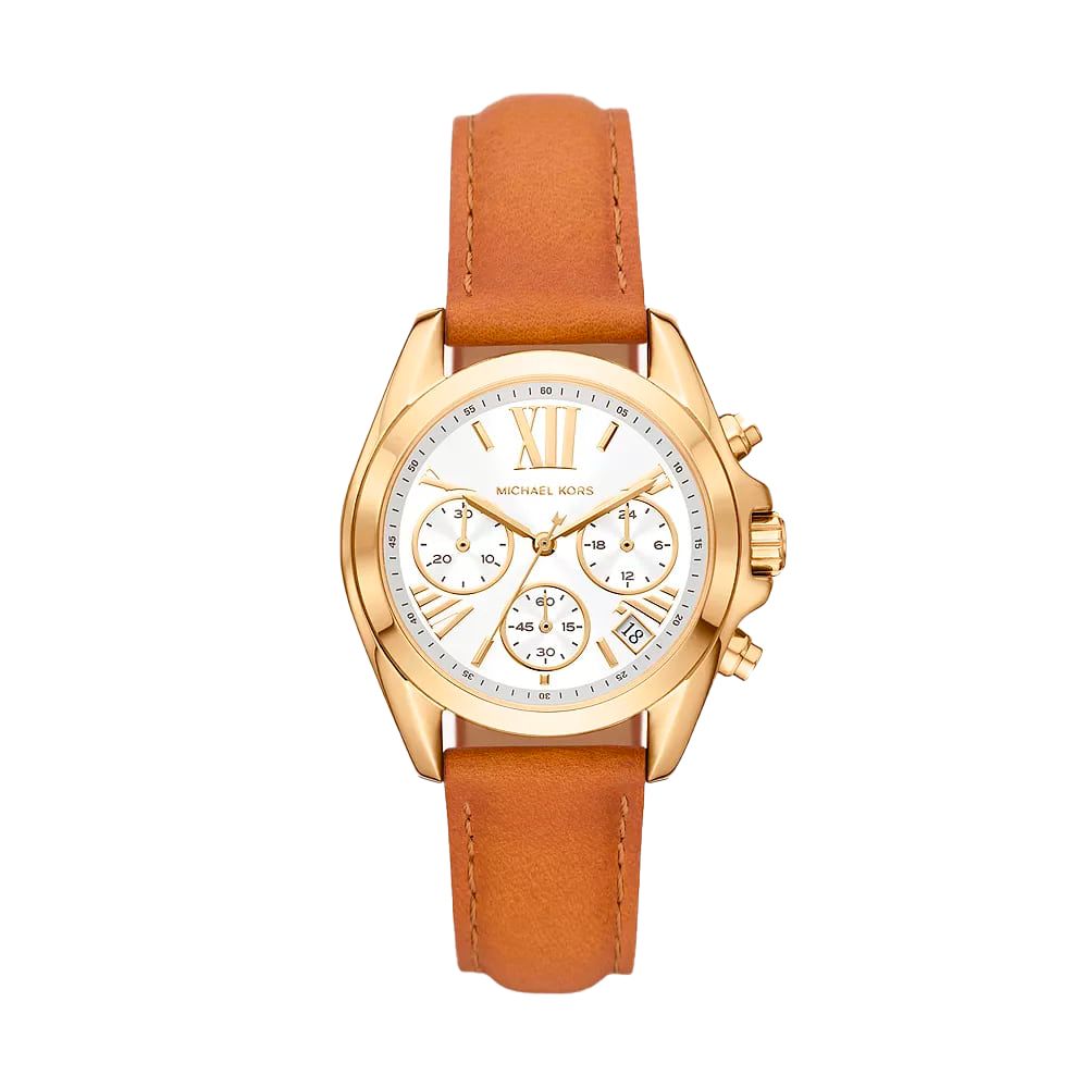Montre Michael Kors dorée cuir marron blanche