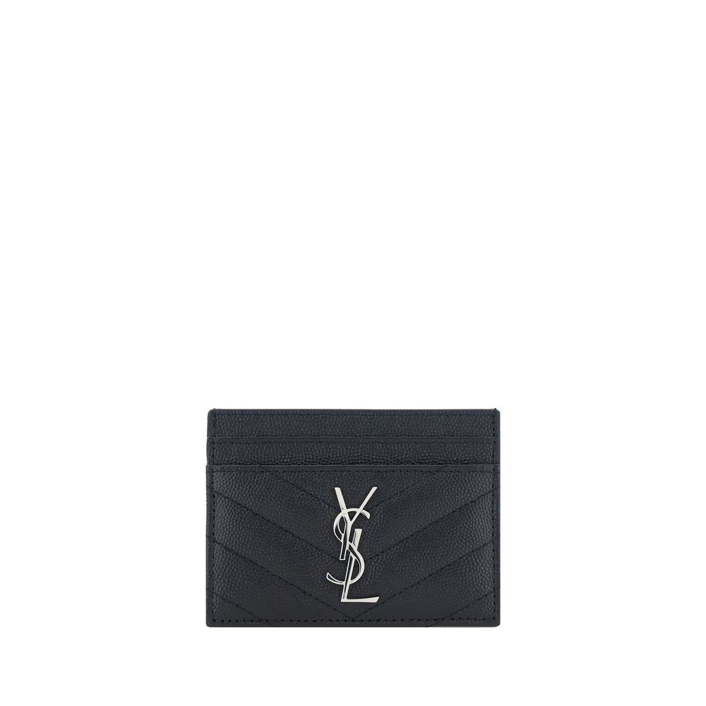 Porte-cartes Saint Laurent matelassé noir