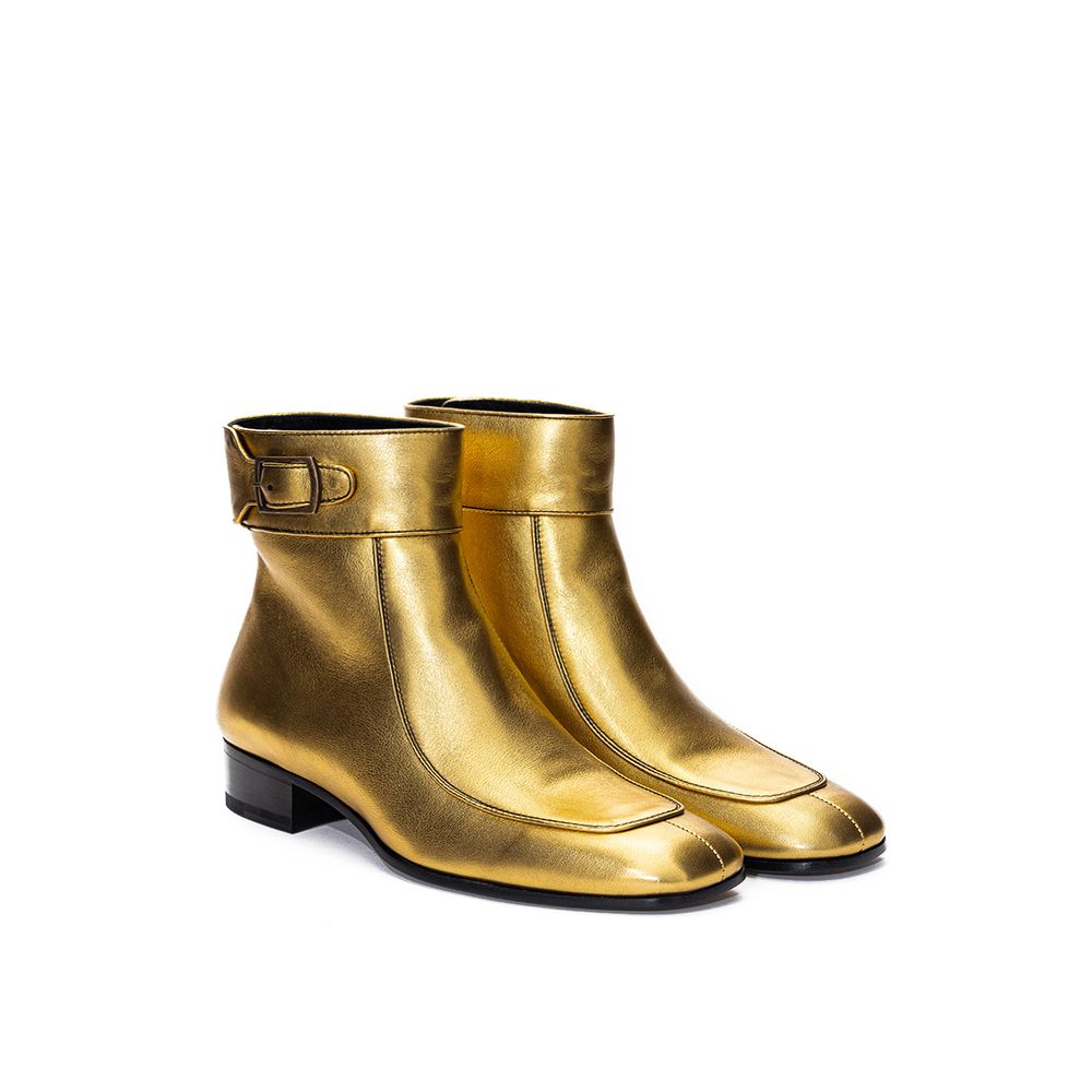 Bottines Saint Laurent Gold Leather dorées