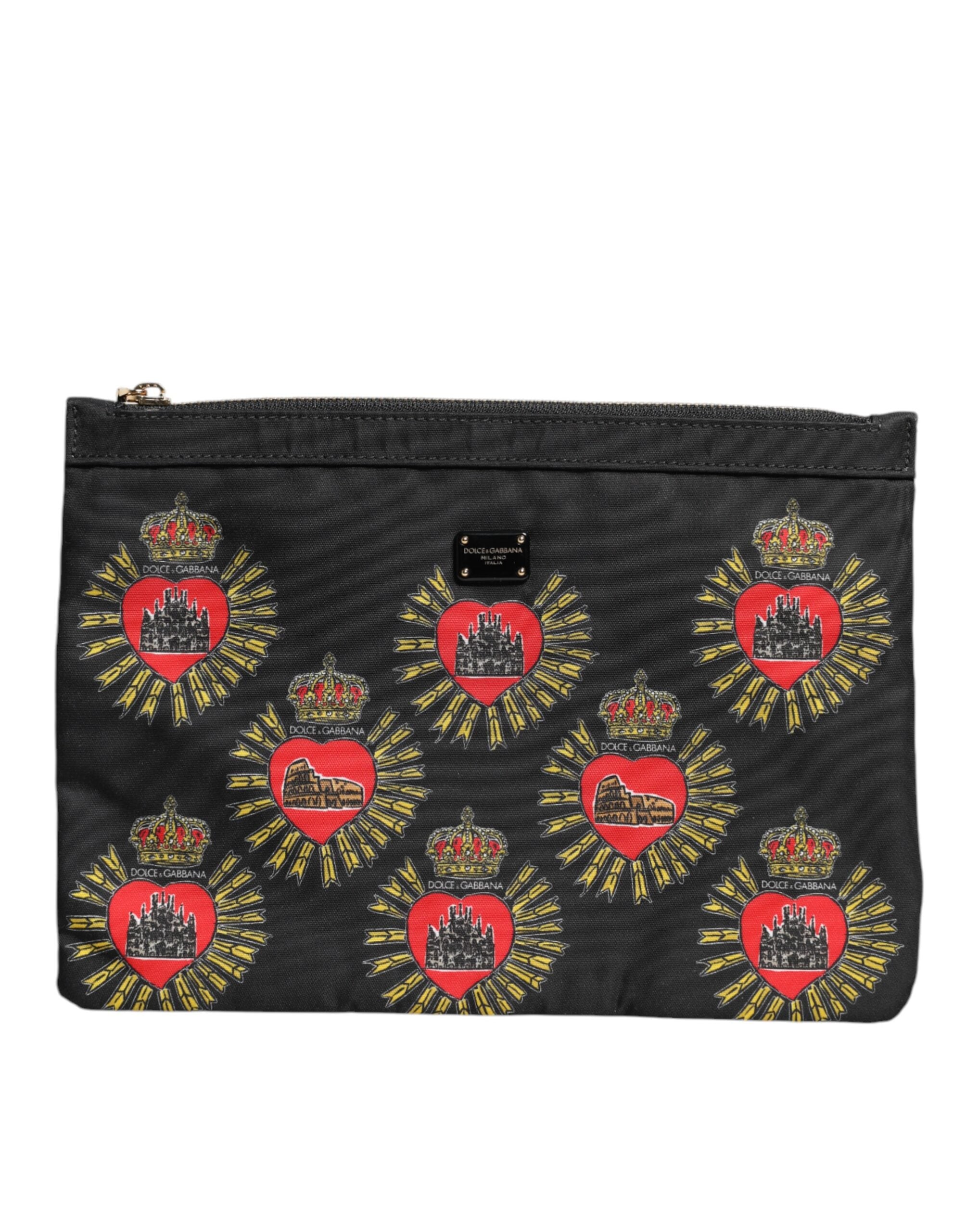 Pochette Dolce & Gabbana Sacred Heart noire rouge