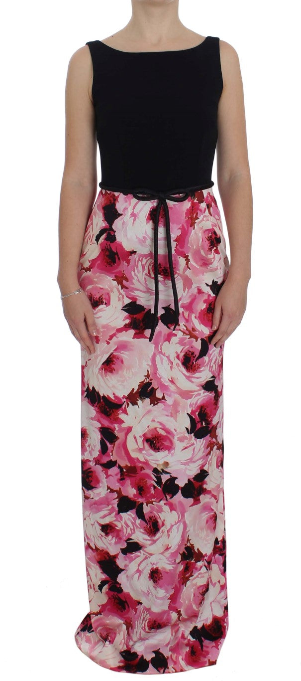 Robe Dolce & Gabbana longue noire à fleurs roses