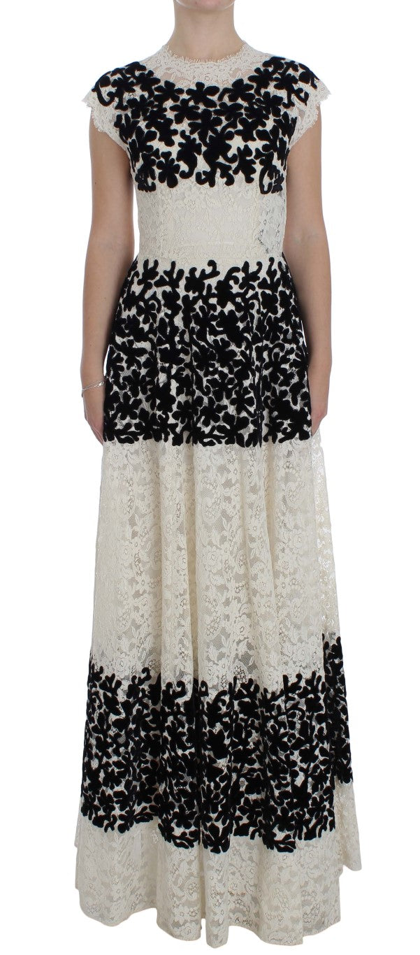 Robe maxi Dolce & Gabbana floral noir et blanc