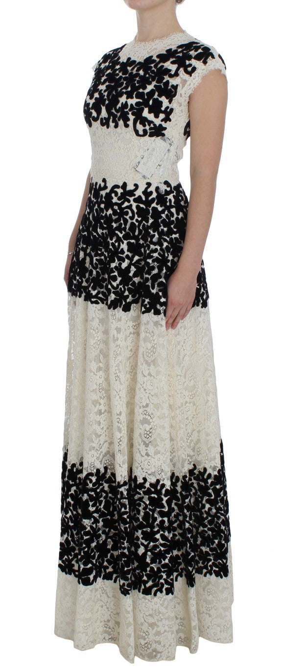 Robe maxi Dolce & Gabbana floral noir et blanc