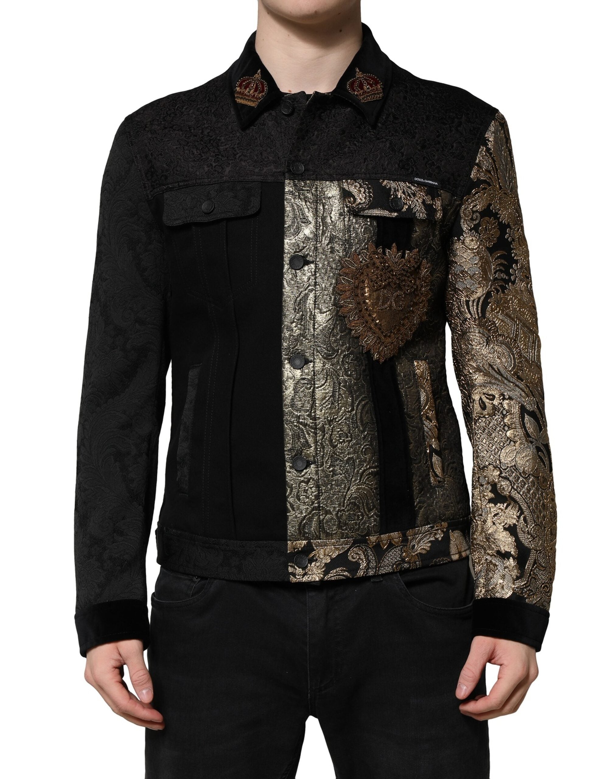 Veste Dolce & Gabbana biker noire or