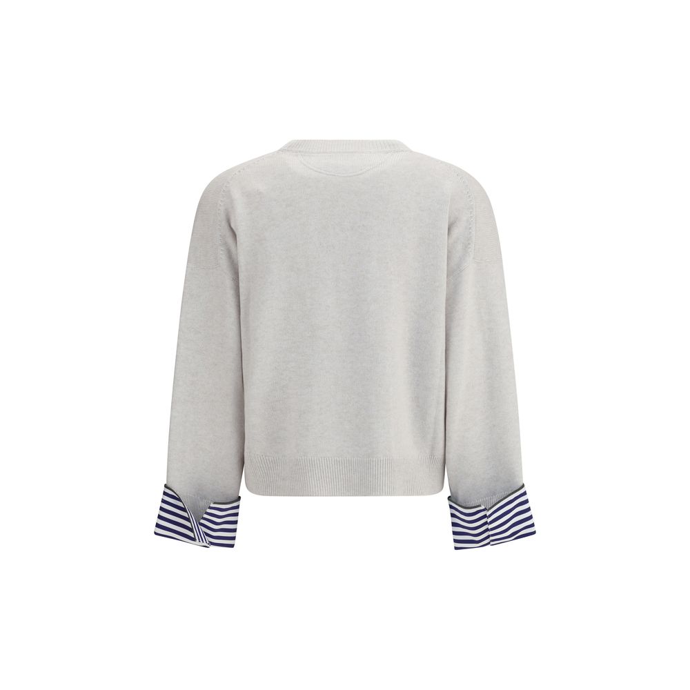 Pull Brunello Cucinelli à col rond gris