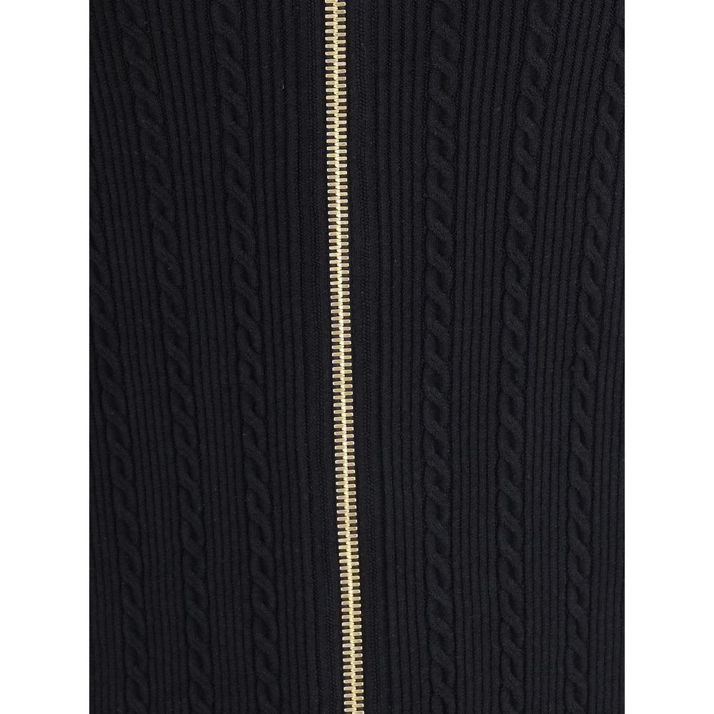 Jupe midi Balmain en maille torsadée noire