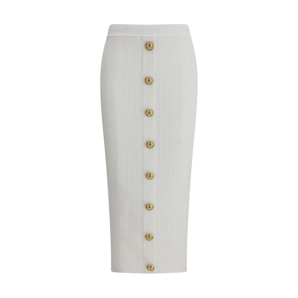 Jupe midi Balmain en maille blanche