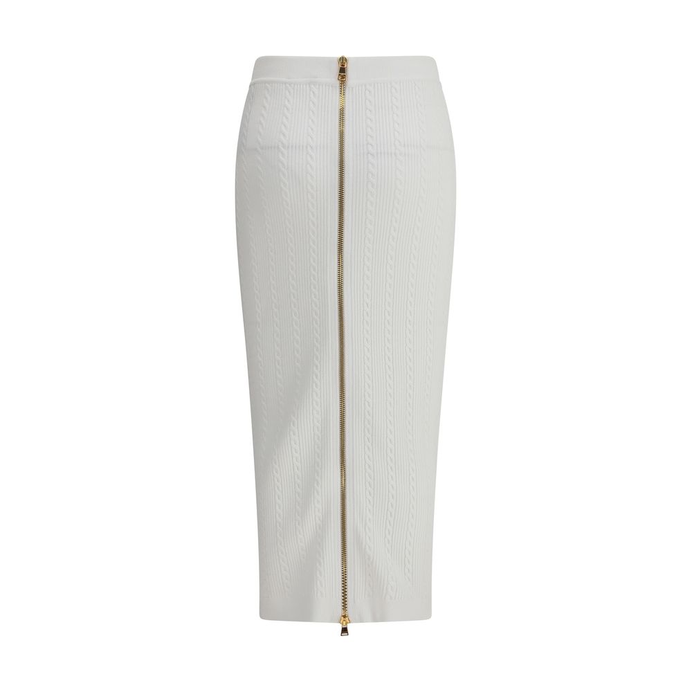 Jupe midi Balmain en maille blanche