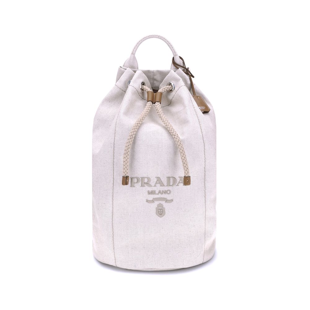 Sac seau Prada en lin beige