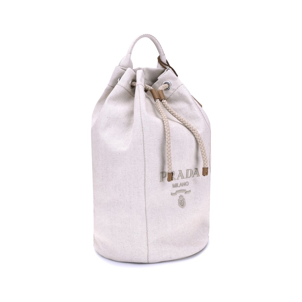 Sac seau Prada en lin beige
