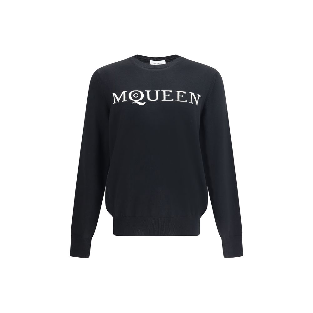 Pull Alexander McQueen logo contrasté noir