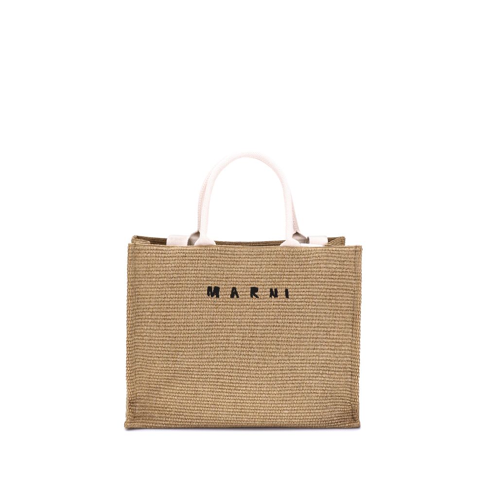 Sac cabas Marni effet raffia beige