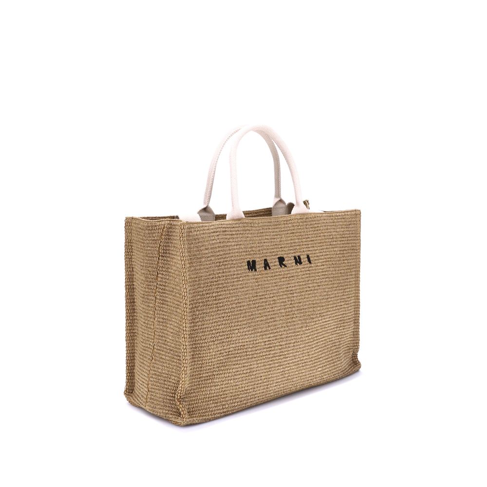 Sac cabas Marni effet raffia beige