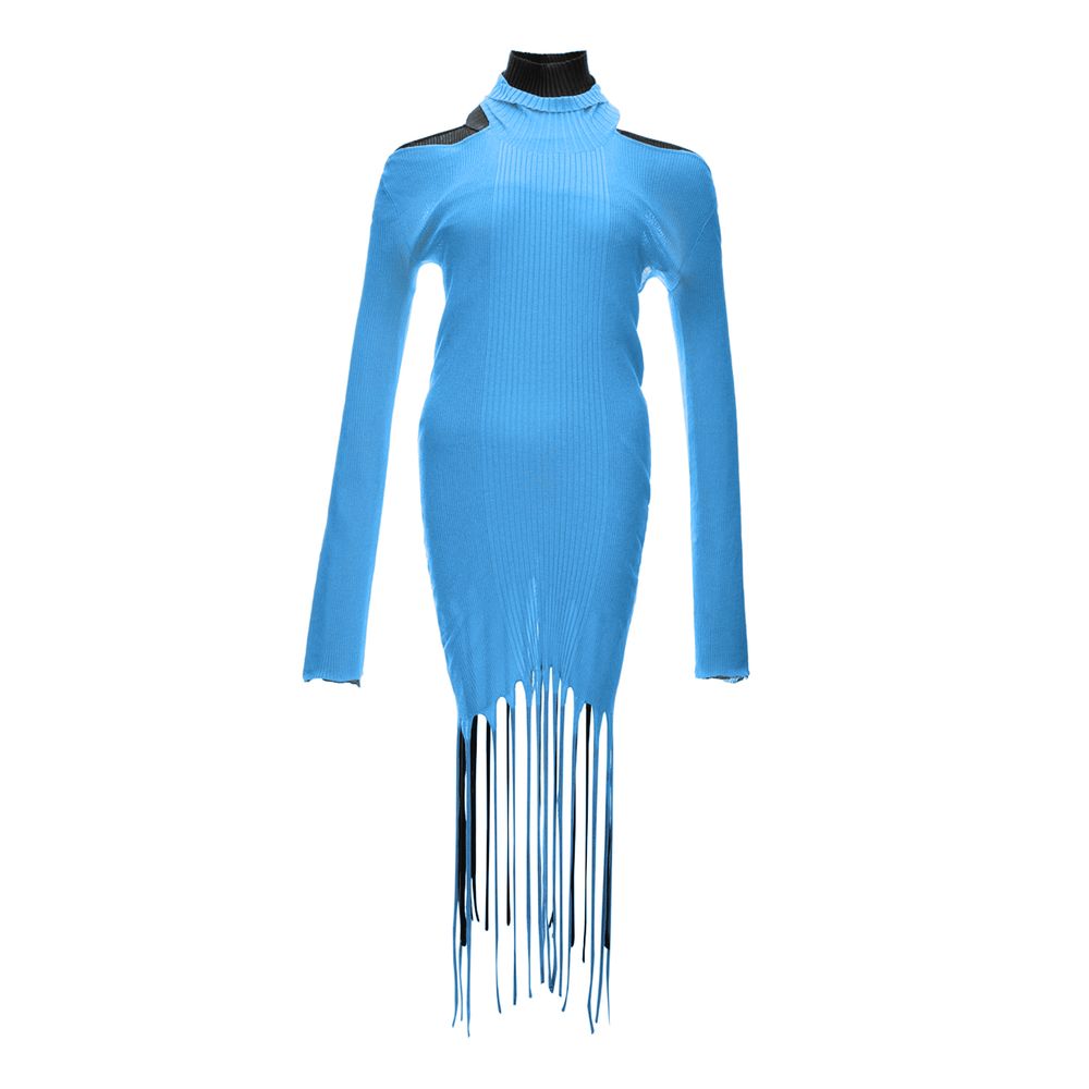Robe Bottega Veneta Ribbed Fringe bleue
