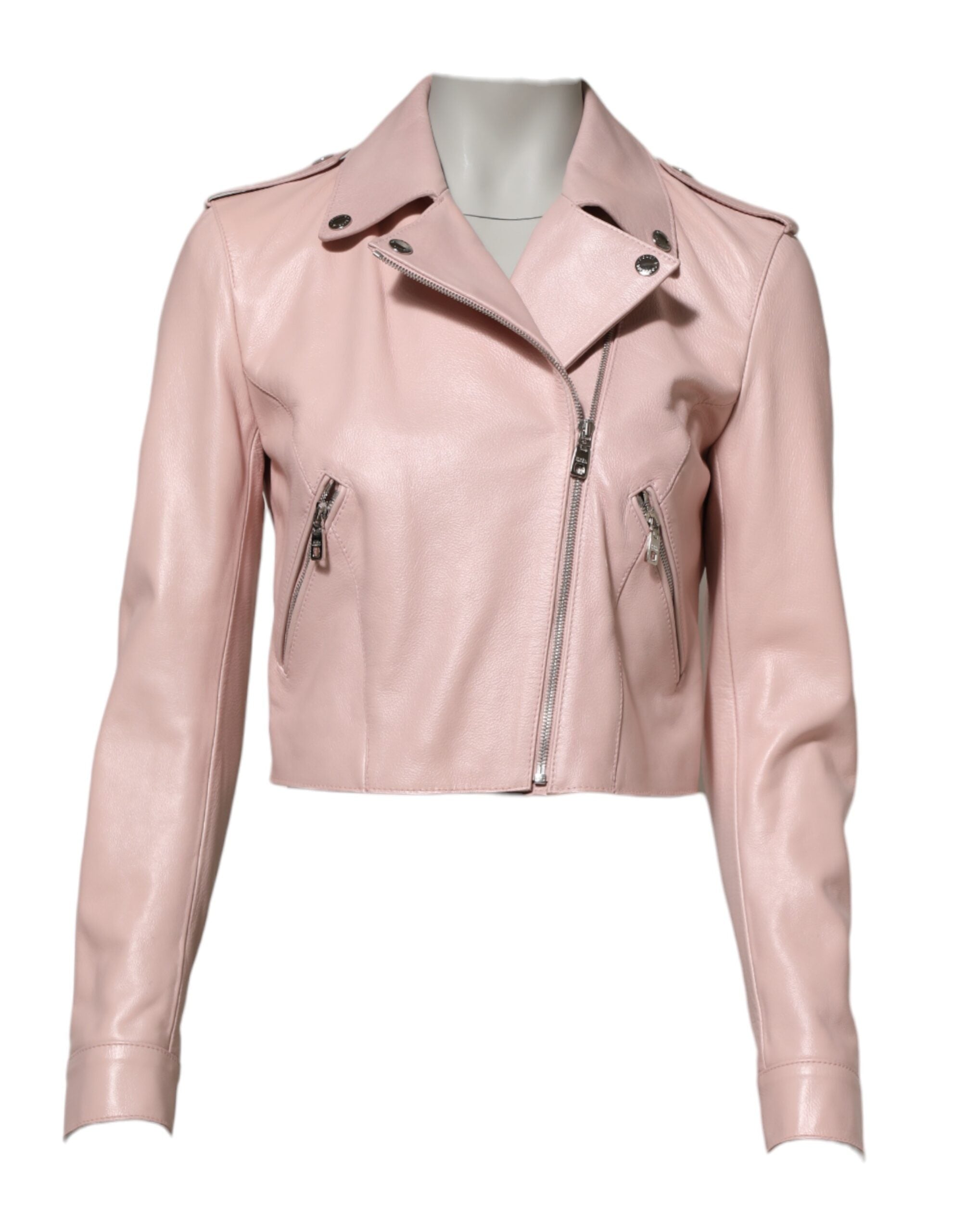 Veste en cuir Dolce & Gabbana rose clair