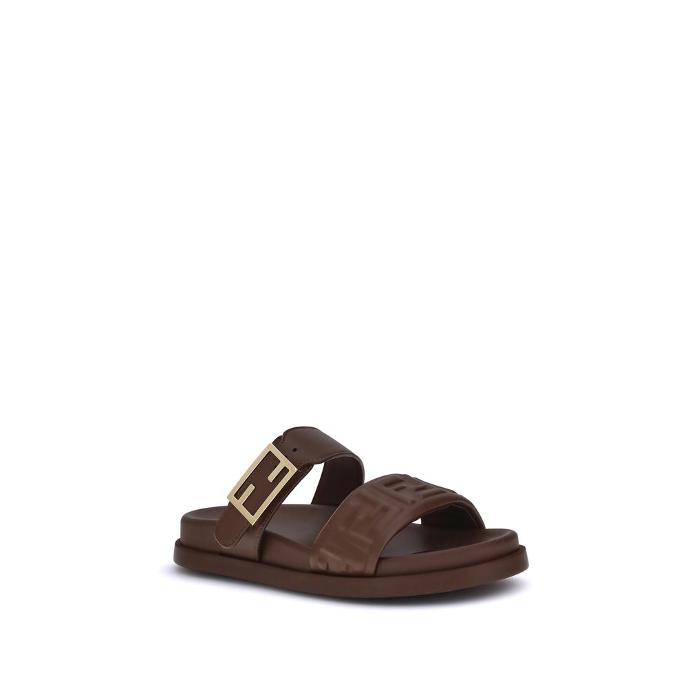 Sandales Fendi à détail FF noires