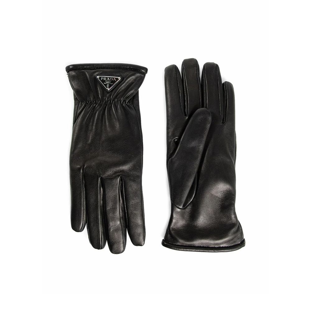 Gants en cuir Lamb Prada noirs