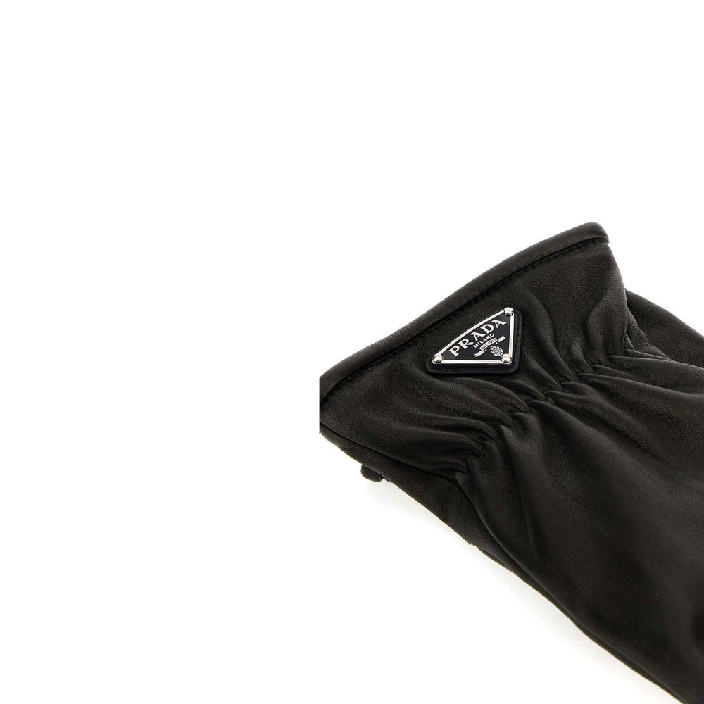 Gants en cuir Lamb Prada noirs