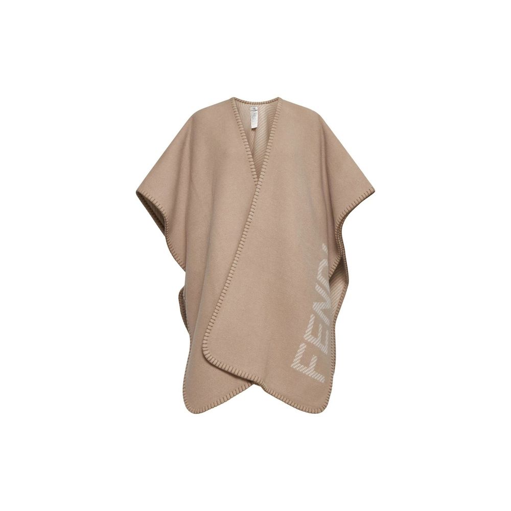 Poncho Fendi en laine marron