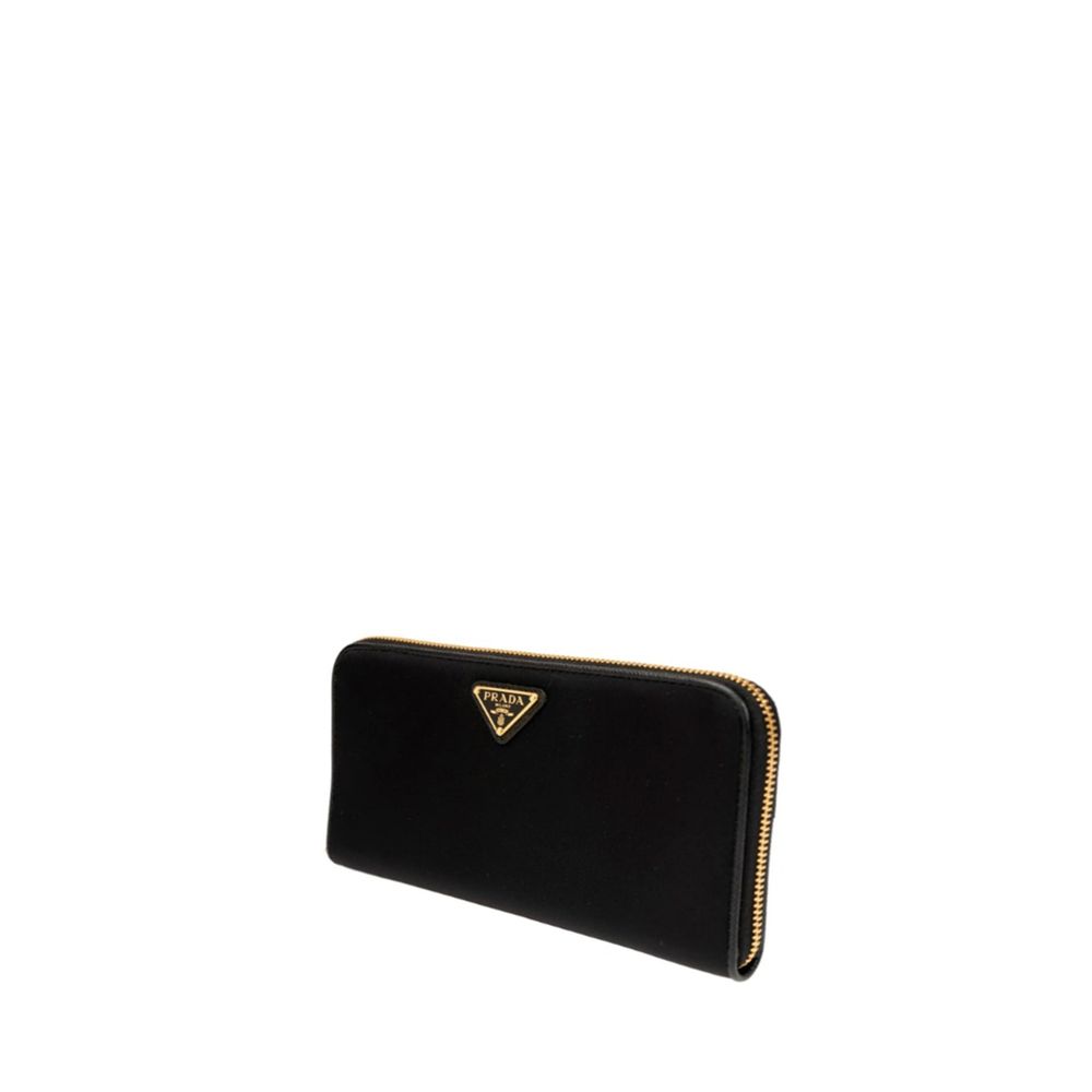 Portefeuille Nylon logo en cuir noir