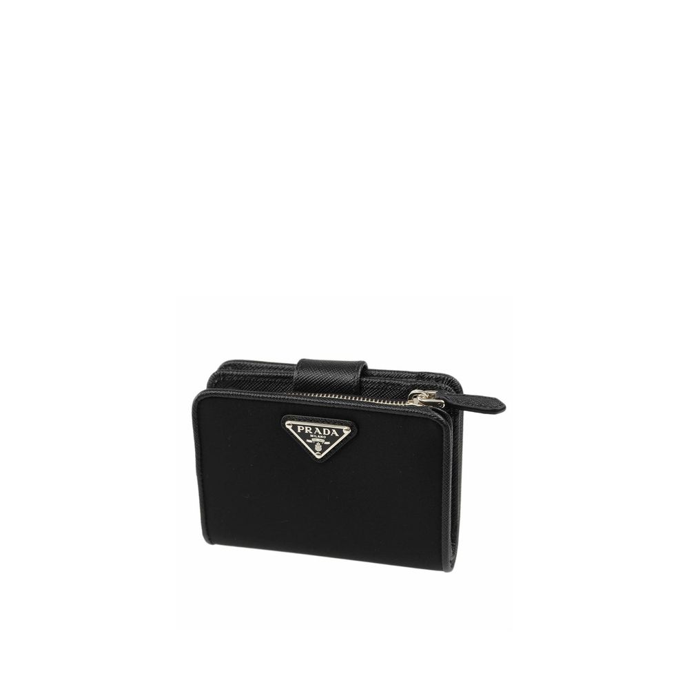 Portefeuille femme Nylon et cuir noirs