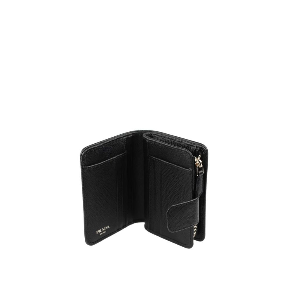 Portefeuille femme Nylon et cuir noirs