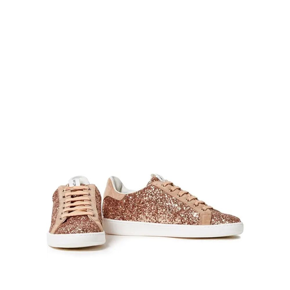 "Baskets glitterées en suède blanches"