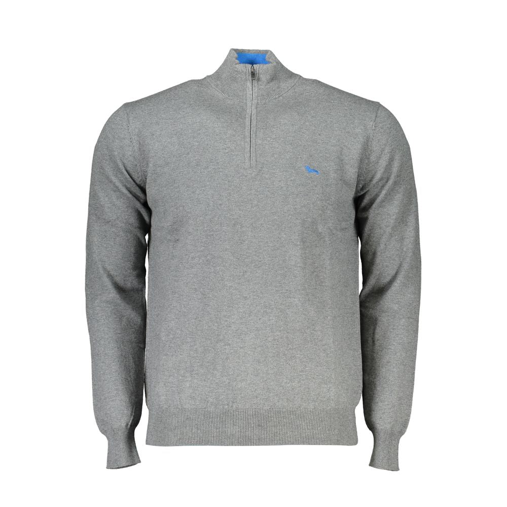 Sweater grise à demi-zip brodé