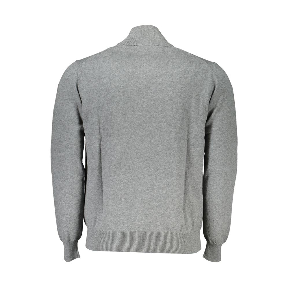 Sweater grise à demi-zip brodé